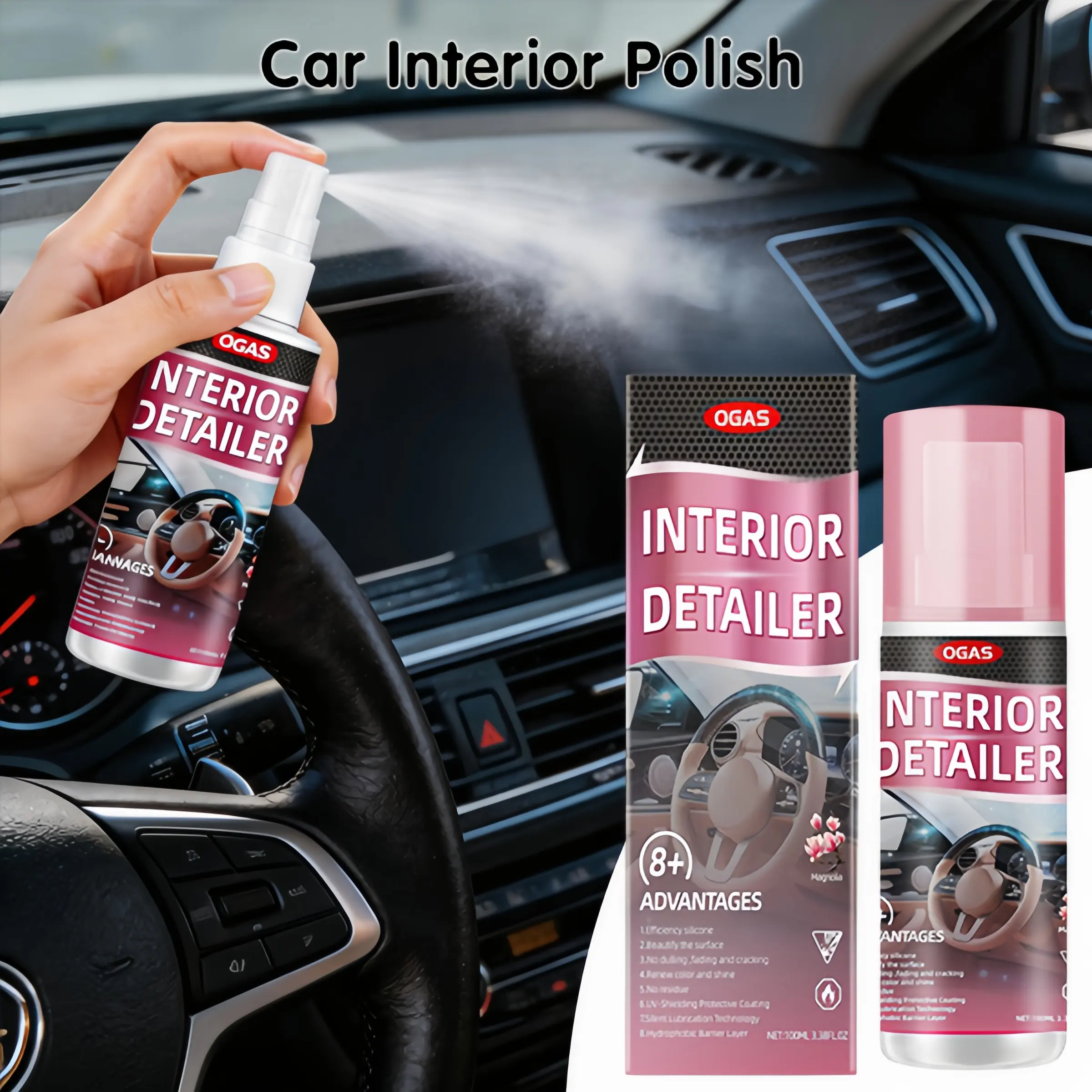 1/2/3Pcs Interior Restorer, Quick Interior & Exterior Detailer Plastic Restorer 100ml 3.38oz - Glossy Finish for Auto Care, Rubber, Plastic & Leather Revival