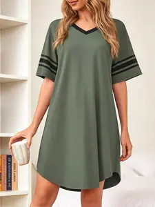 WEACZZY Nightgowns for Women Soft Sleep Shirt V Neck Short Sleeve Loungewear Loose Comfy NightShirts