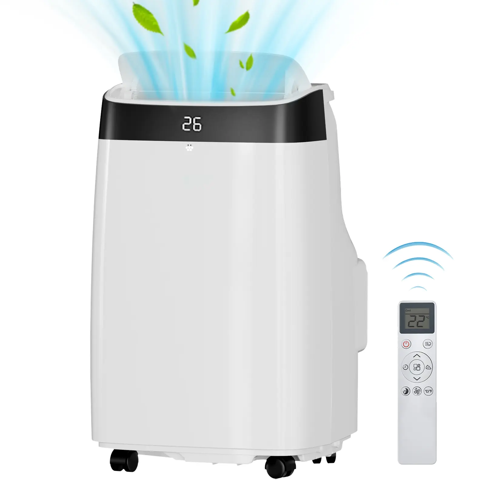 10000 BTU portable air conditioner, maximum 450 square feet, three in one small air conditioning unit with refrigeration/fan/dehumidifier, small air conditioner with wheels/remote control/window kit