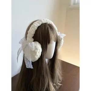 Fashion New Sweet Girl Cute Lace Bow Warm Headdress Plush Ear Bag Love Earmuffs Ear Protectors Ear Defender