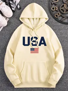 Patriotic Style Men's Hooded Jacket and Pants Set Featuring a Bold USA Print with Iconic American Flag Design and Urban Streetwear Aesthetic for a Standout Look