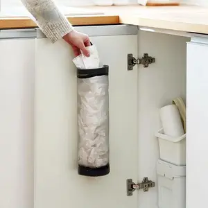 Home Grocery Bag Holder Wall Mount Plastic Bag Holder Dispenser Hanging Storage Trash Garbage Bag Kitchen Garbage Space Saving Organizer