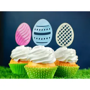 Eggsellent Multi-Colored Acrylic Easter Egg Cupcake Toppers