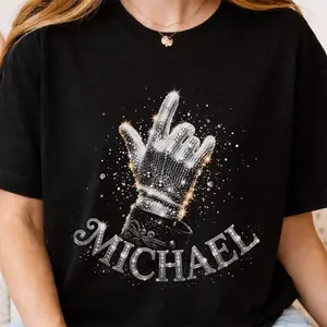Michael Jackson RHINESTONE Glove Streetwear T-Shirt, Unisex Hip Hop Streetwear Tee