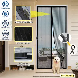 1pc Magnetic Screen Door, Mosquito & Fly Proof Mesh Curtain, Easy to Install, Breathable & Ventilated, Pet Friendly, Screen Net Door for Living Room, Bedroom, Garage, Balcony & Front Door, Home Decoration