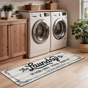 Non-Slip Laundry Room Rug, Laundry Mat, Washable Farmhouse Runner for Laundry Room, Kitchen, Bathroom & Entryway