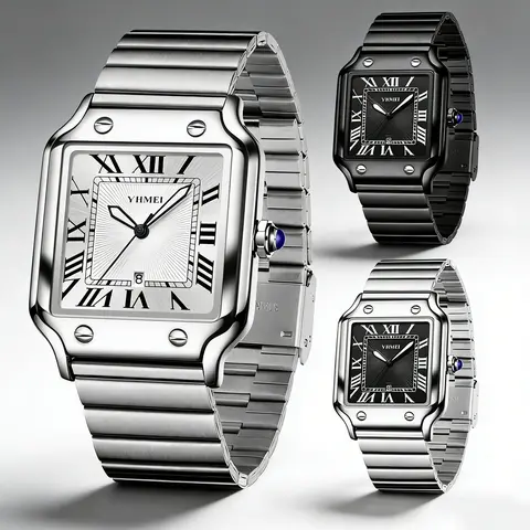 Women's Classic 33mm Square Face Elegant Quartz Watch - Durable Watch, << 30M Water Resist, Stainless Steel, Roman Numerals, Date Display, Crown, Buckle, 3-Hand Analog Face, Mineral Glass, Alloy, Business Casual Accessory for Anniversaries