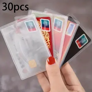 Transparent Waterproof ID Card Sleeve, 30pcs Anti-magnetic & Scratch Resistant Bank & Bus Card Protector, Desk Organizer for Home & Office, Work Accessories, Office Stationery Supplies
