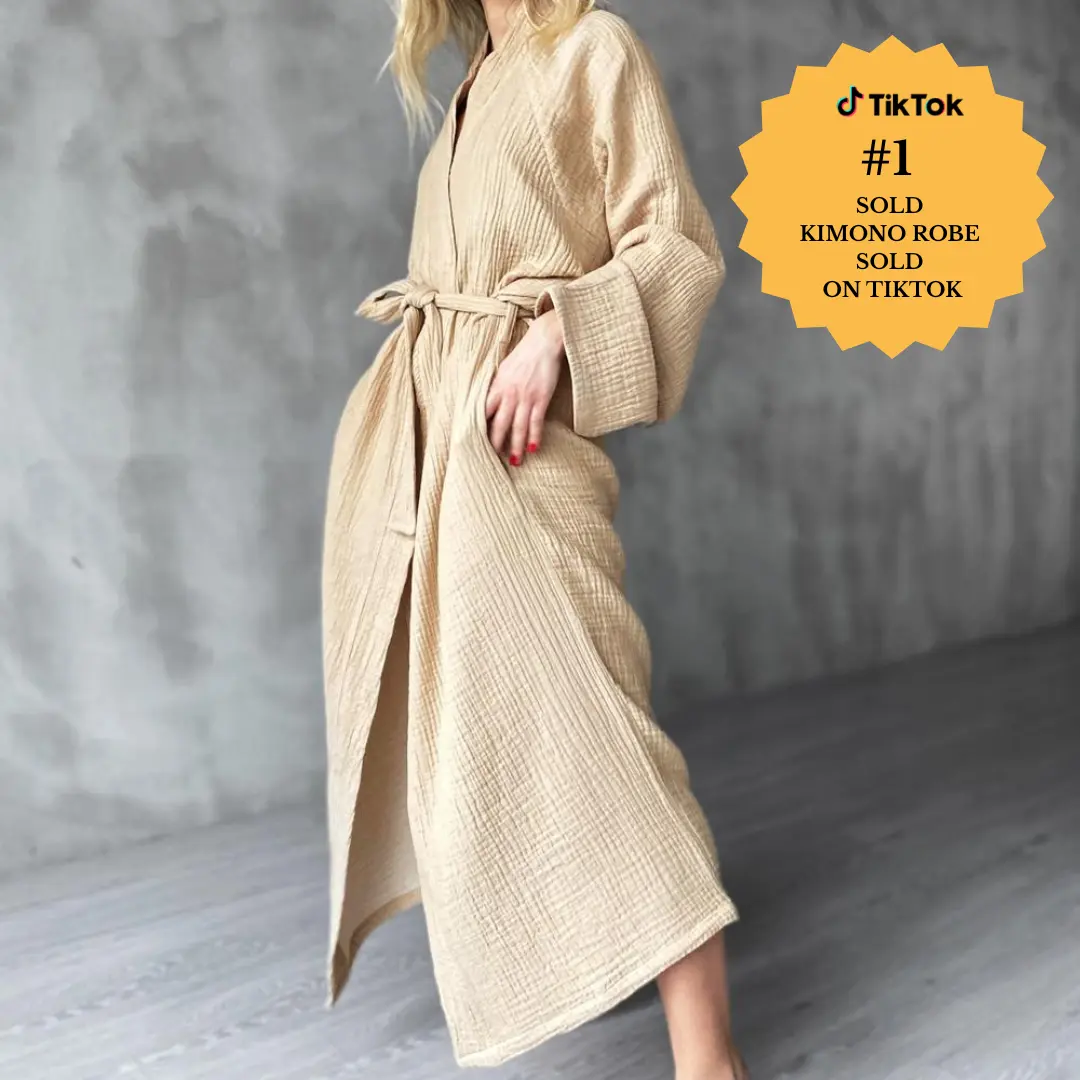Joy 4-Layer Gauze Muslin 100% Cotton Kimono Robe | One Size Fits Most Fits best: 5'4" and up, around 110 lbs and up, sizes S to XL.