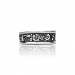 Bloomstream - Handcrafted Stainless Steel Floral Spoon Ring