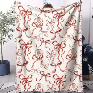 Bow Patterned Blanket, Suitable for All Seasons, Suitable for Beds, Sofas, Cars, Room Decorations, and Gifts, Suitable for Children and Adults