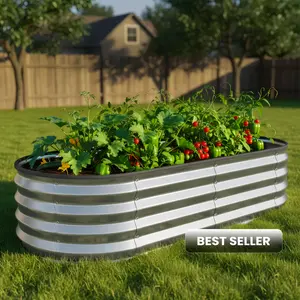 Utopia Home Galvanized Raised Garden Bed 2-Pack 6x2 ft Lightweight Outdoor Planter Boxes Easy Assembly for Vegetables Fruits & Flowers