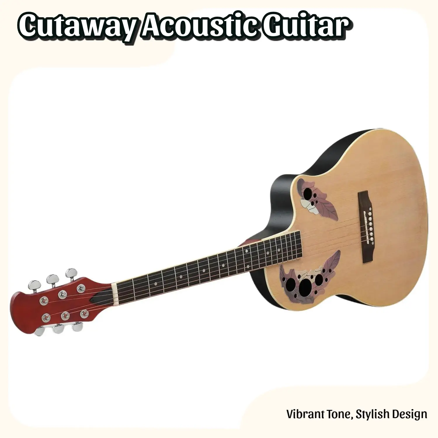 41-in Cutaway Dreadnought Round Back Acoustic Guitar Kit - Stylish Guitar, Spruce Top, Soundhole Design, Burlywood Finish, Crisp Highs, Vibrant Tone (for Musical Instrument & Gear Accessories), Excellent Intonation And Sustain