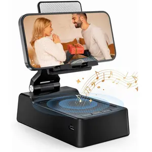 Portable Wireless Speaker with Foldable Phone Holder, Rechargeable Bluetooth-compatible Speaker with Anti-slip Base, Suitable for Home & Outdoor, Audio