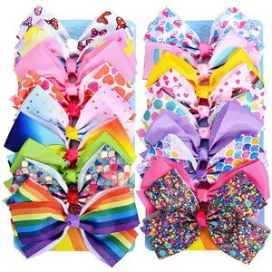 KF5-HB003  5 Inch Hair Bows for Girls, Colorful Little Girls Hair Bow Rainbow Heart Grosgrain Hair Bow With Alligator Clips Hair Accessories for Toddlers Children Kids,18 Pcs