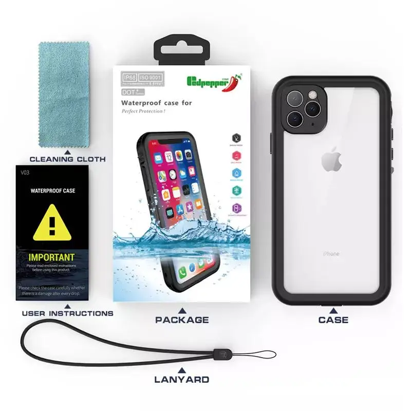 (Black) Waterproof Slim Life Proof Plastic TPU Case for iPhone 13 Pro Max (6.7") Built-in Screen Protector Shockproof Dustproof Heavy Duty Full Body Protective Case