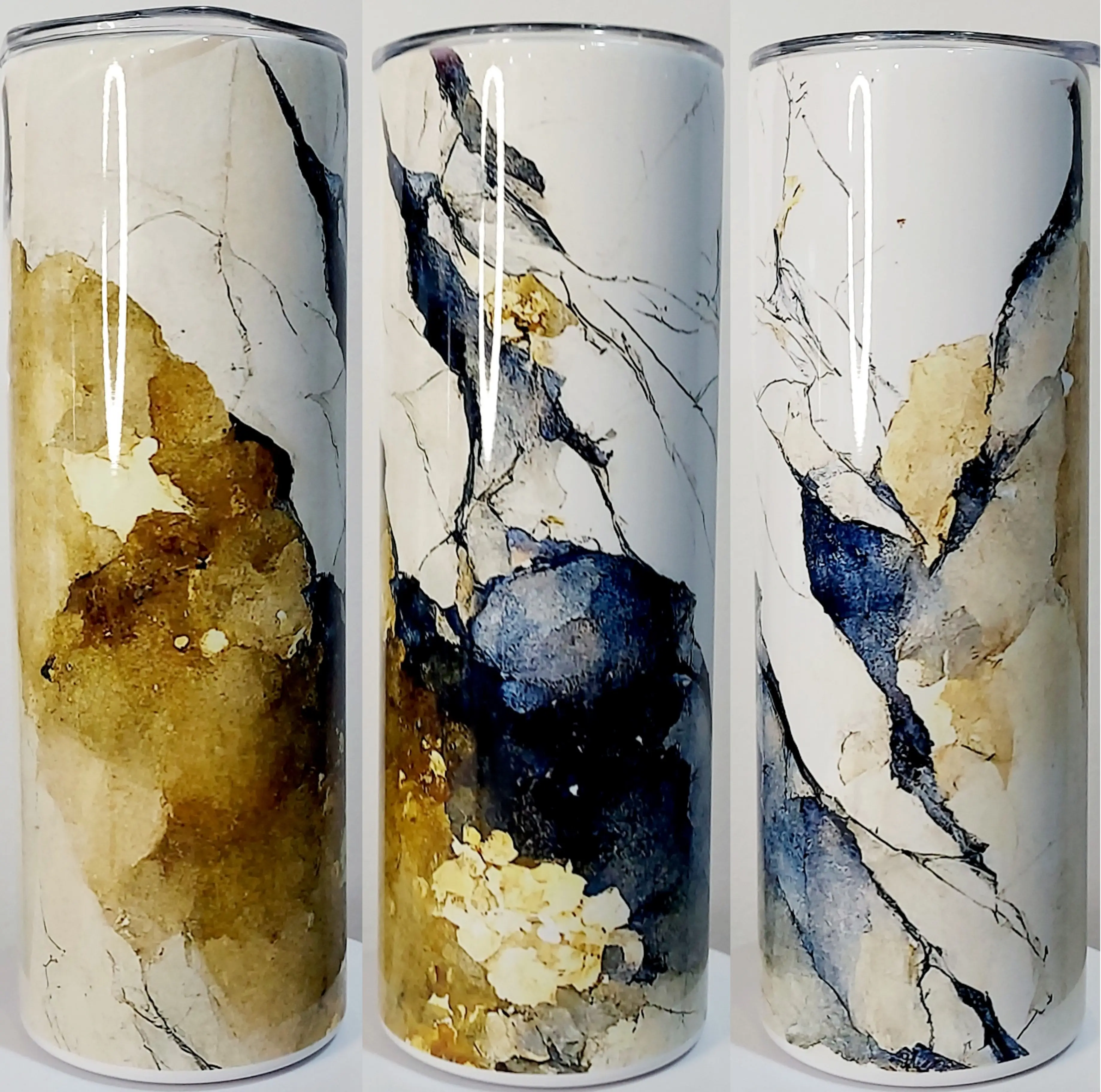 Blue & Gold Marble Tumbler