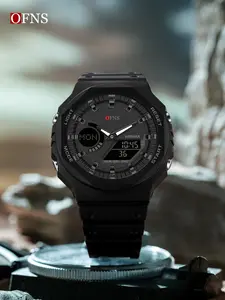 Ofns Dual Display Digital Watch for Teens, Countdown 4 Alarms, World Time Dst, Stopwatch, Hourly Chime, Luminous, Waterproof, Student Watch