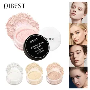 Qibest Loose Powder Foundation Makeup Powder Long-Lasting Waterproof Concealer Fine Finish Oil Control Invisible Pores 4 Colors Available