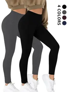 Women's 2-Pack Super Soft Leggings, High Stretch Tummy Control, No-See-Through Workout & Yoga Pants, Ideal for Running & Daily Wear