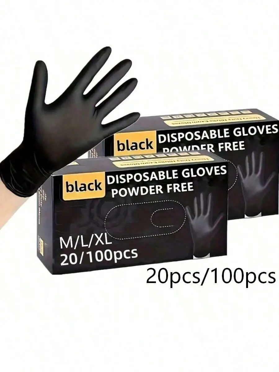 20/100pcs Nitrile Gloves, Cleaning Gloves, Dishwashing Gloves, Disposable Nitrile Gloves, Black Gloves  disposable nitrile gloves household nitrile gloves  powder-free nitrile gloves touchscreen compatible gloves waterproof oil-proof gloves non-slip grip