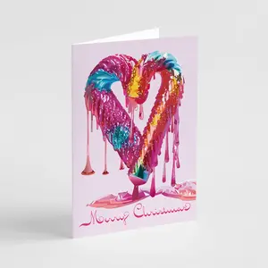 24 Candy Cane Heart Christmas Cards with Envelopes