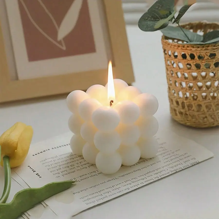 1PC Bubble Cube Candle, Scented Candles, Aromatic Candle, Romantic Candle Gift, Relaxing Pressure Candles, Soy Wax Candles Scented For Home, Aromatherapy Decorative Candle, Home Decor, Wedding Centerpiece, Gift For Valentine's Day