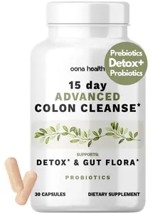 15 Day Advanced Colon Cleanse, Probiotics & Natural Herbs, Supports Detox & Gut Flora for Women & Men, with Cascara Sagrada, Psyllium Husk & Senna Leaf, 30 Capsules 1-2 Daily | 15 Day Cleanse