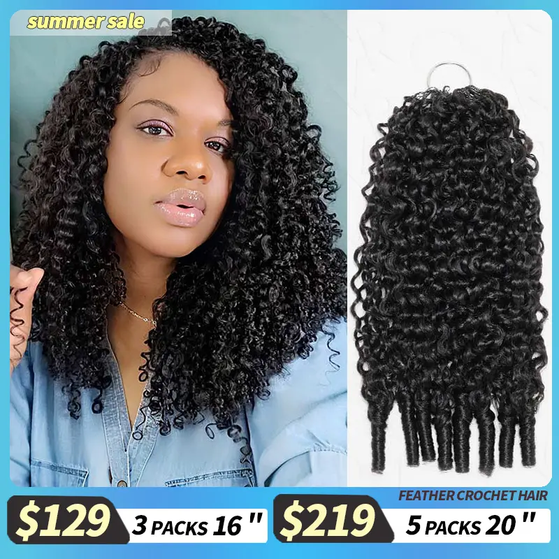 QVR Burmese Curly Crochet Hair Natural Black Machine Made Feather Burmese Curly, Kinky Curly, Water Wave, Vacation Hair & Beach Essentials Crochet Human Hair Extension #SummerWins #DealsForYouDays