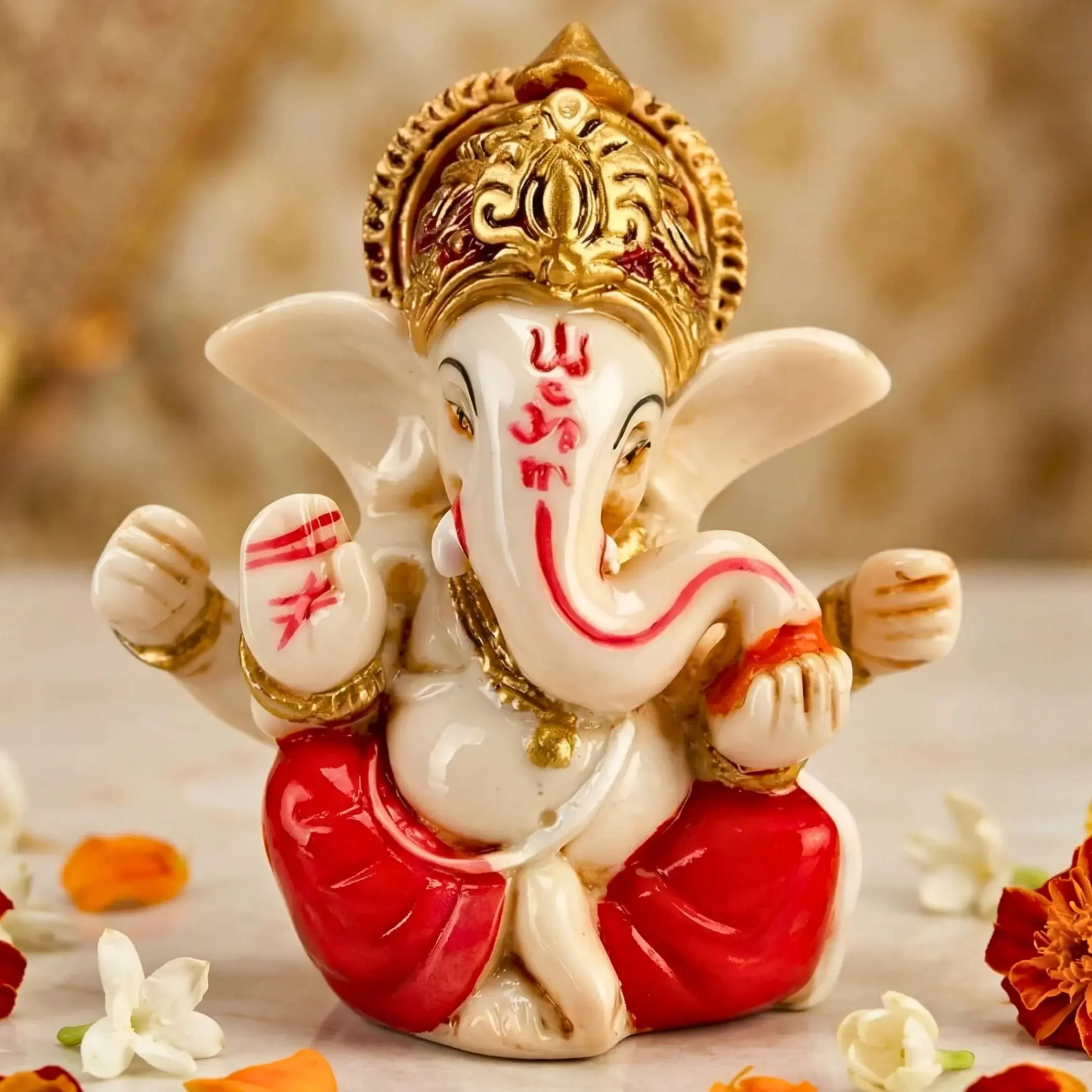 LoveNspire Small Acrylic Divine Lord Ganesha Figurine - 2.5"x2.8" Hinduism Sacred Idol, 2.8in Tall Religious Home Decor, Easy-to-Clean Miniature (Soft Cloth Wipe), Car Dashboard Accessory, Hindu Gift for Diwali Pooja