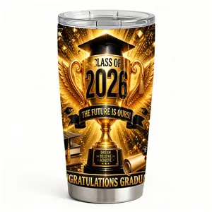 20oz Class of 2026 Graduation Trophy & Graduation Caps Stainless Steel Tumbler， Tumbler with Lid Double Wall Vacuum Insulated Travel Mug， Coffee Cups With Lids， Perfect Gifts For Birthday Holidays