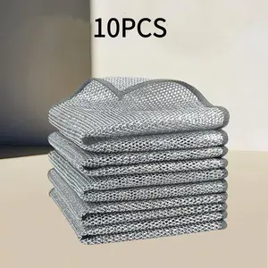 Premium Scrubbing Wire Dishwashing Cloth 10pcs Multipurpose Non-scratch Cleaning Rags for Kitchen & Household Items Ready to Use