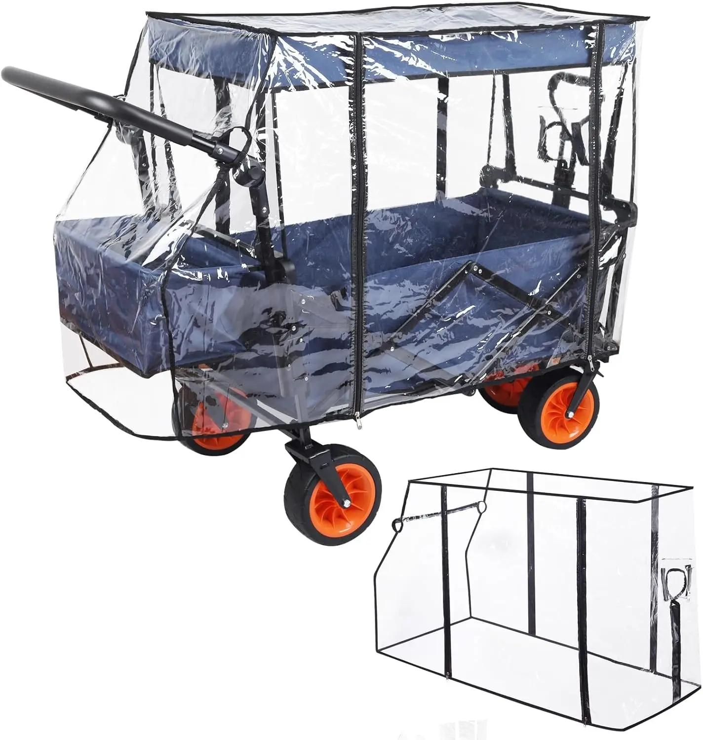 Rain Cover for Wagon Clear Plastic Awning for Collapsible Beach Folding Utility Grocery Push Wagon Cart Garden Accessories Foldable