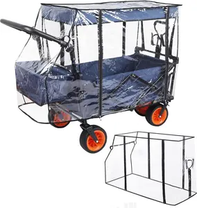 Rain Cover for Wagon Clear Plastic Awning for Collapsible Beach Folding Utility Grocery Push Wagon Cart Garden Accessories Foldable