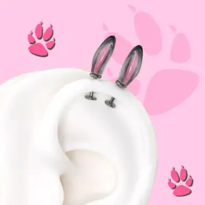 F-136 Titanium Alloy Rabbit Animal Cute Threaded Ear Studs Ear Bone Studs Couple Jewelry