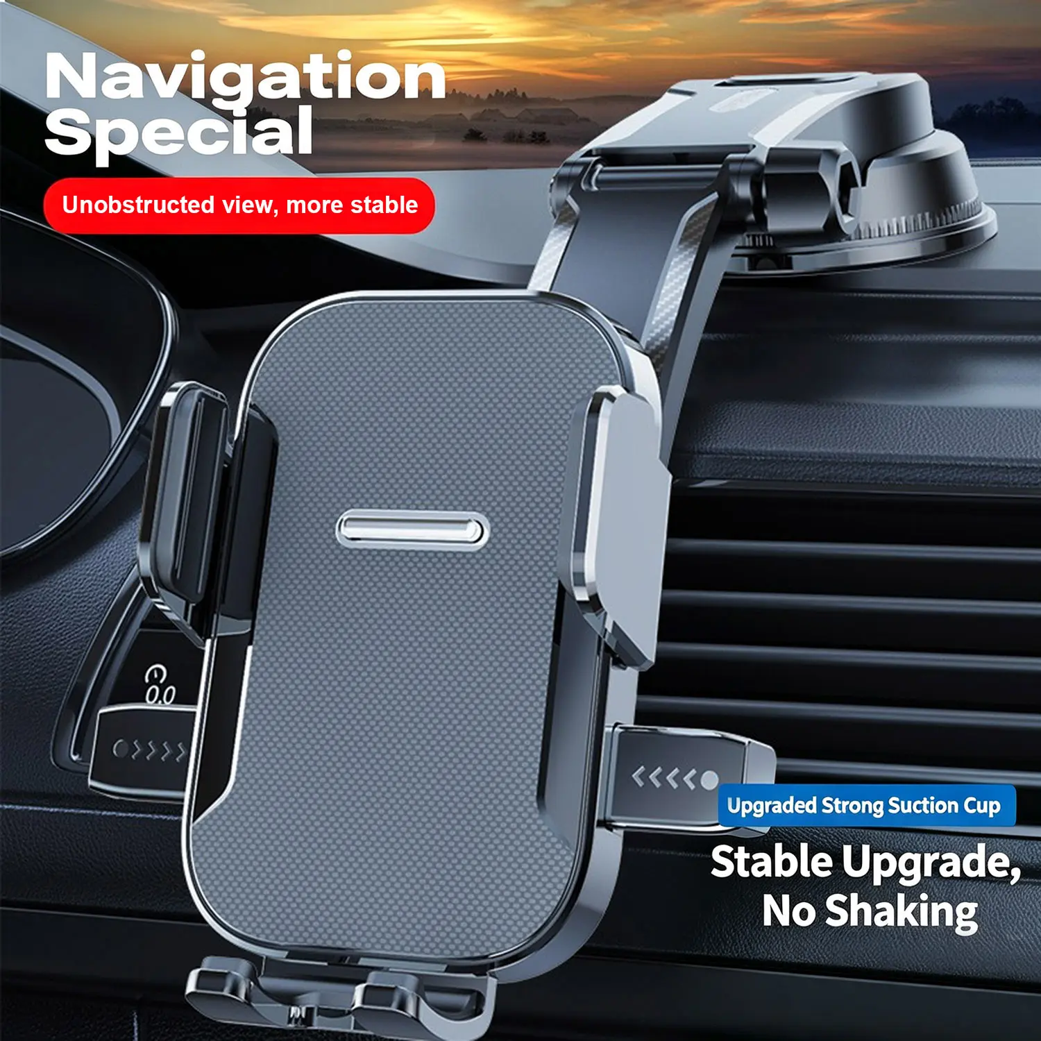 Universal Car Phone Holder - 360-Degree Rotation Auto-Lock Mount with Anti-Shake Non-Slip Suction Cup, Compatible with Dashboard, Windshield, Air Vent, iPhone 18/17 Pro Max/16/15/14/13, Samsung & All Android Phones