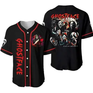 Ghostface Horror Movie Inspired Design for Fans, Perfect for Halloween and Gift Giving, Stylish Baseball Jersey