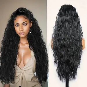 Long Ponytail Extension 26 Inch Drawstring Curly Wavy Hair Extensions Multi Layered Fluffy Pony Tail Hairpieces Natural Synthetic Hair Piece for Women Girls Daily party Use