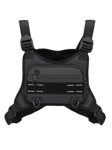 Outdoor Running Chest Bag for Men and Woman with Extra Storage, Water Resistant Sports Chest Pack Lightweight Running Vest Rigs for Workouts Cycling Hiking (Black)