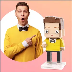 JollyJubilant Sweet Couple Gift Full Body Customizable Square Face 1 People Standing My Custom Brickfigure Granules Personalize Building Block Character