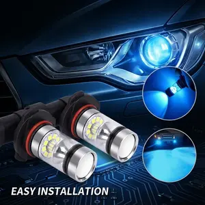 Tier's Haven 9006 HB4 9012 100W Cree LED Fog Light Lamp Bulbs for DRL Fog Driving Lights 8000K Ice Blue High Power LED Bulbs Car Vehicle Lighting Accessories (Set of 2) (9006/HB4, Light Blue)