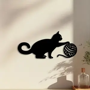 1pc Cat Metal Wall Art, Cat Statue Mural, Perfect for Kids Room Wall, Modern Decor, Ideal Gift for Cat Lovers, Powder-Coated Metal, Artistic