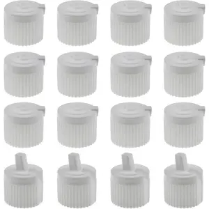16PCS 24 Teeth 410 Diameter White Leak-Proof Reusable Flip Top Dispensing Bottle Caps for Shampoo Moisturizer Squeeze Bottles (24/410)