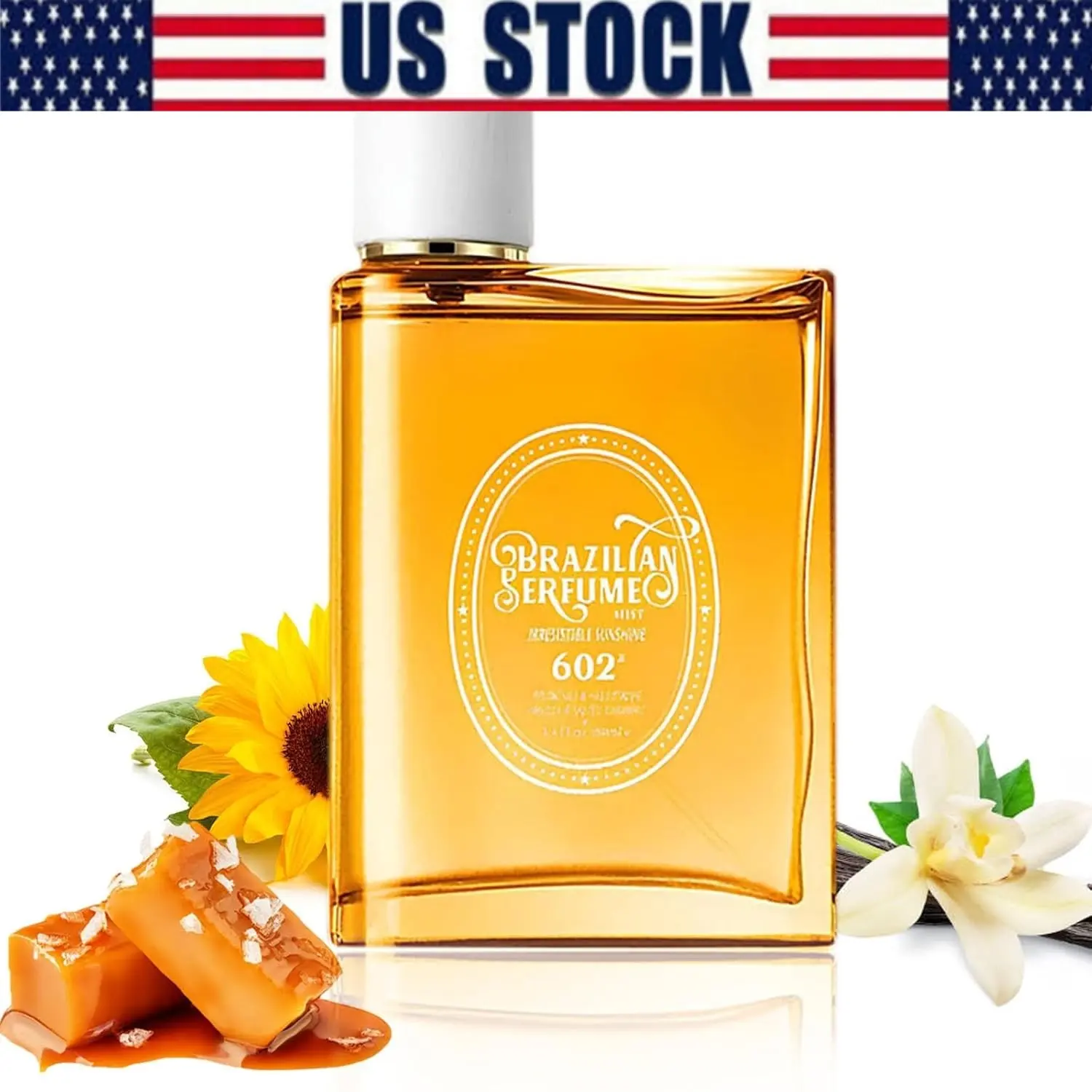 100ml (3.4oz) Alcohol-Free Irresistible Sunshine'602 Brazilian Perfume EDP Mist Spray - Aromatic Fragrances, Hypoallergenic Natural Sunflower-Almond Tropical Scent Body Mist Fragrance for Party Bags & Gifts