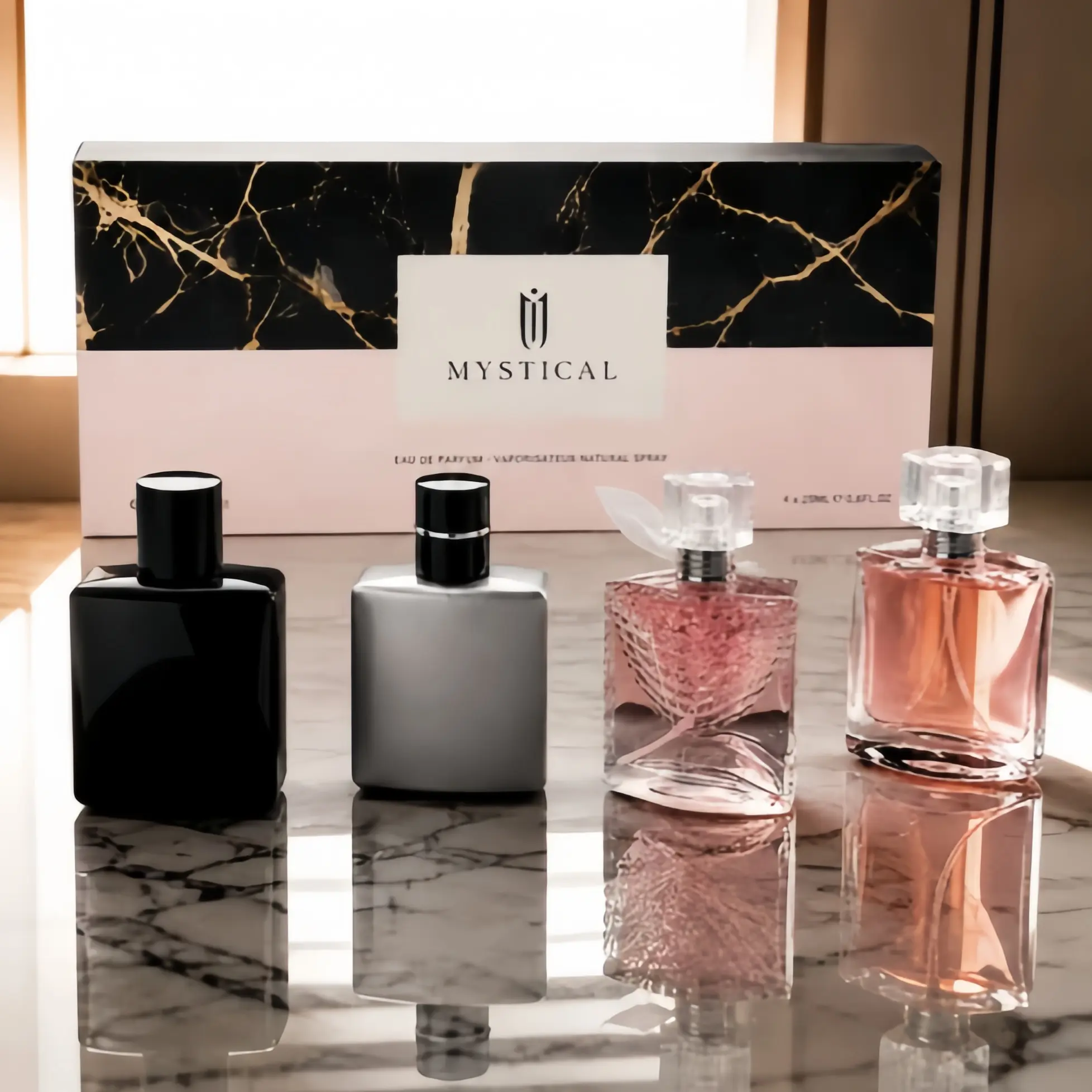 MYSTICAL Luxury 4-Piece Perfume & Eau de Toilette Gift Set for Couples | 4×30ml Floral Fruity Scent Sprays, Soft Long-Lasting Fresh Fragrance, Exclusive Aroma Collection Designed for Lovers unique charm woman
