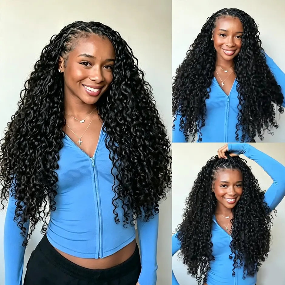 【NEW】FORGIRL FOREVER Crochet Human Hair Burmese Curly Braids Hair Extensions Miracle Knots Pre-Separated Boho Braids Summer Wig Vacation Hairstyle