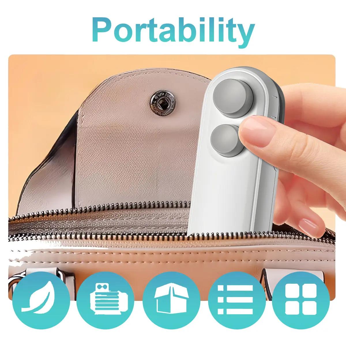 Mini Bag Sealer 2-in-1 with Cutter, Portable Heat Sealer for Food Storage, Keeps Chips Fresh & Airtight, USB Rechargeable Kitchen Gadget Mini Bag Sealer 2-in-1 with Cutter, Portable Heat Sealer for Food Storage, Keeps Chips Fresh & Airtight, USB Rechargeable Kitchen Gadget