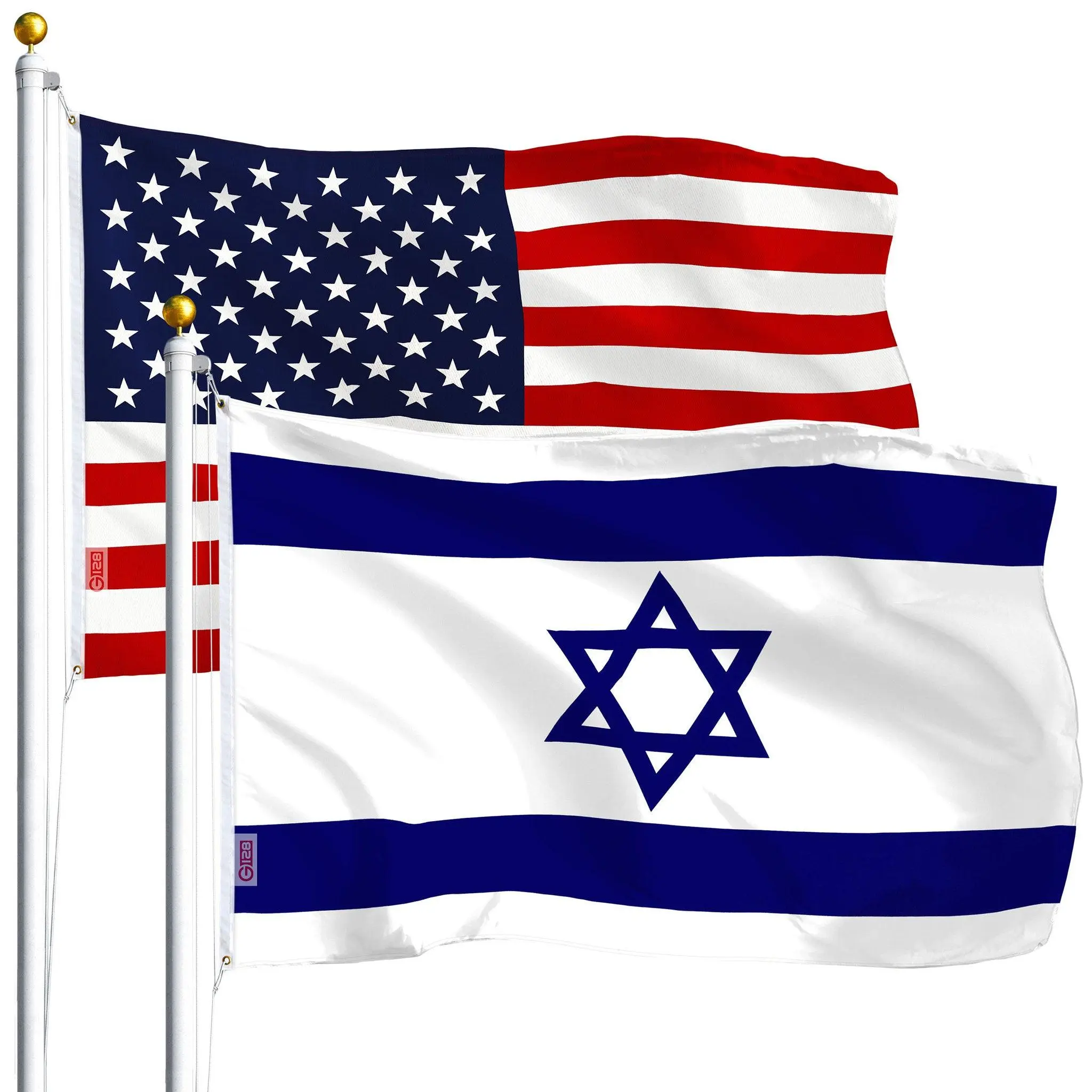 G128 Combo Pack: USA  3x5 Ft 75D Printed Stars & Israel (Israeli) Flag 3x5 Ft 75D Printed