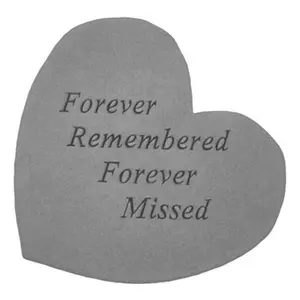 212 MAIN Heart Shaped Stone Outdoor Memorial Decor - Kay Berry Great Thought Hearts, Forever Remembered Accent for Outdoor Furniture Displays