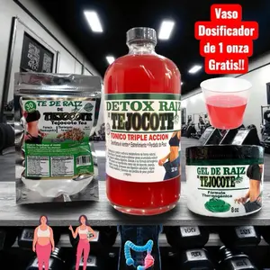 Raíz de Tejocot-e Set - Gel Reforzado , Te concentrado extra Fuerte , and 32 oz drinkable supplement
